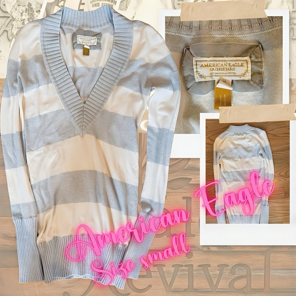 American Eagle Outfitters Tops - 🤍🩶 American Eagle Outfitters Striped Sweater — Size